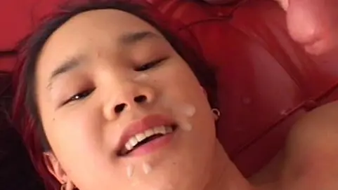 Redhead asian teenaged deep blowjob on cam