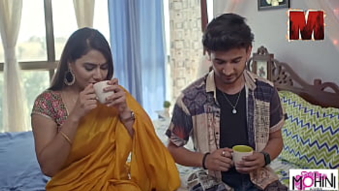 Stepson pounds Indian stepmom Mohinilaxmi from behind in front of her hubby in warm Hindi audio